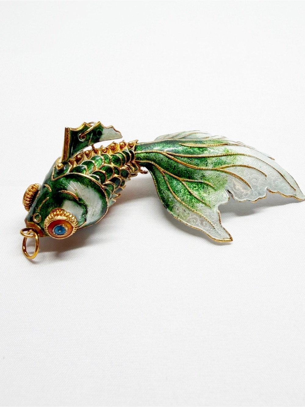Vintage Chinese Cloisonne Enamel Articulated Koi Fish